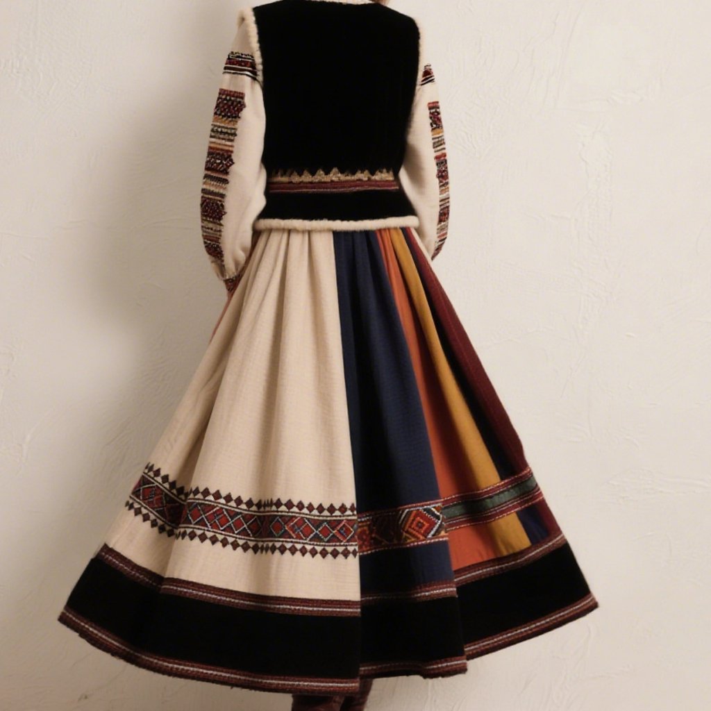 세련된 여성 미디 스커트 착용샷