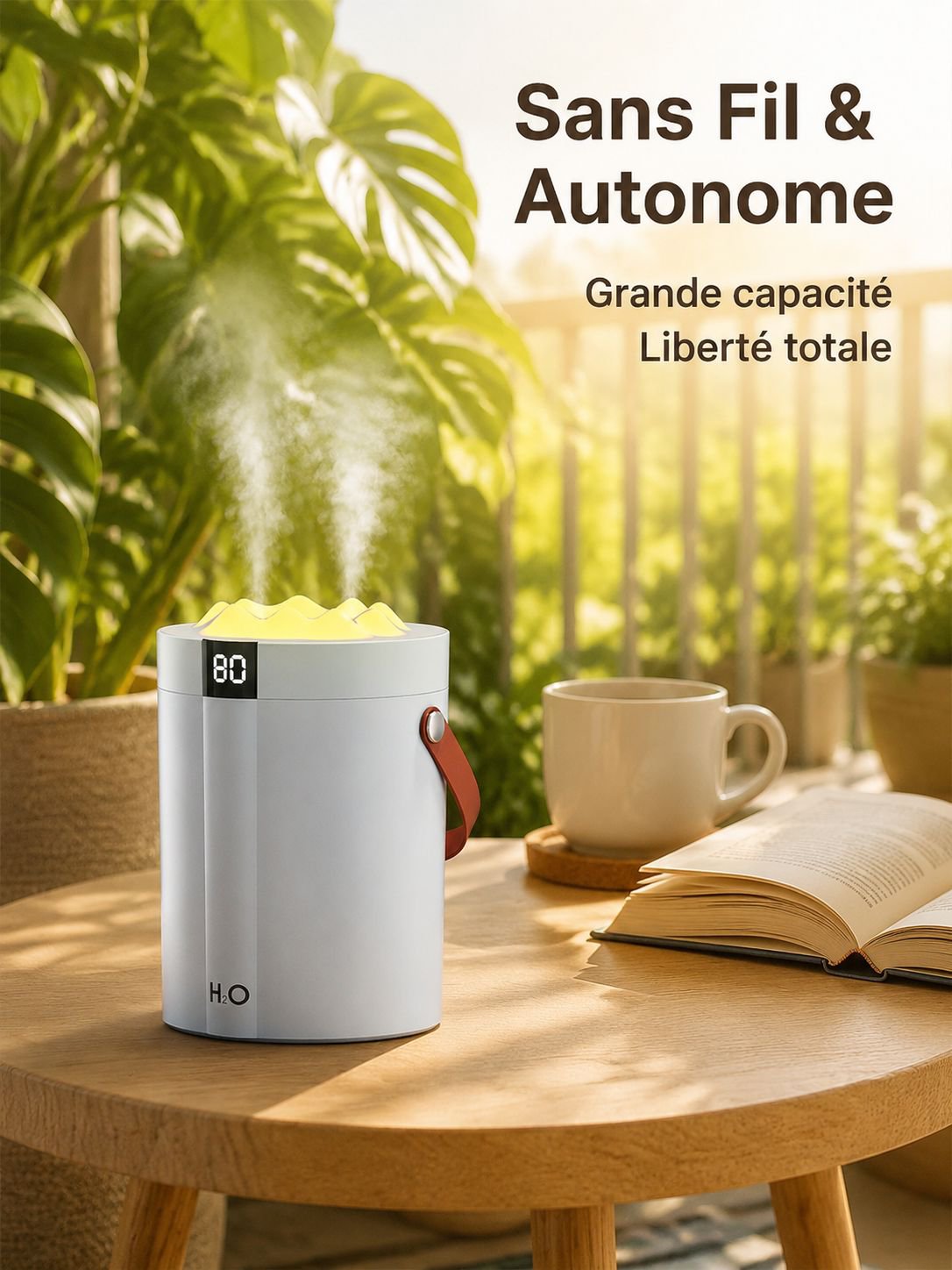 Humidificateur à double buse avec affichage numérique et grande capacité