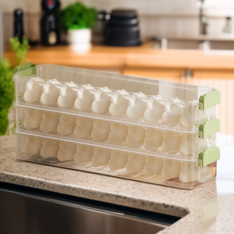 대용량 식품 등급 만두 보관함, 슬림 엣지 만두 박스, 냉장고 신선 보관함