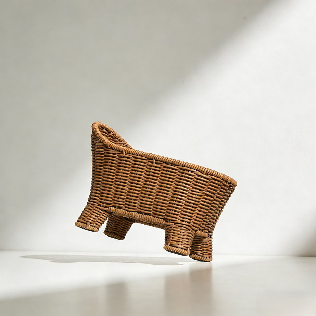 ラタン仕切り付きランドリーバスケット