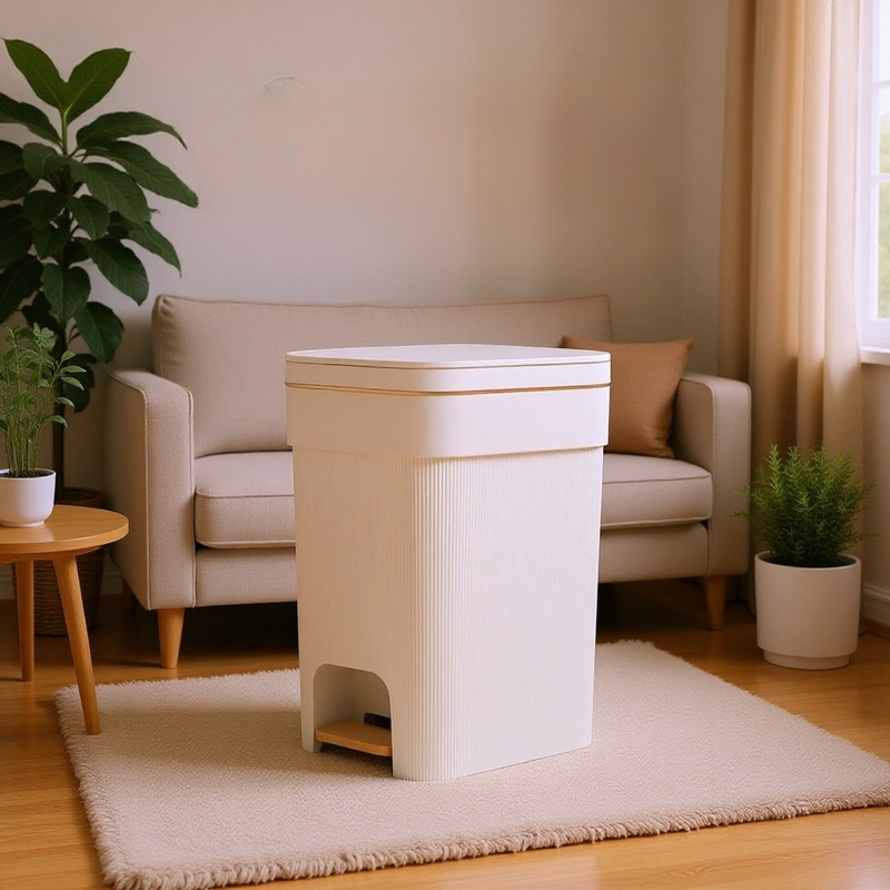 Cubo de basura grande y elegante para el hogar, multifuncional