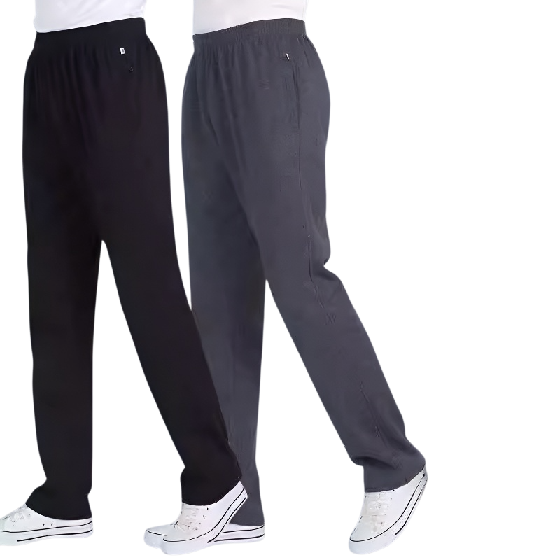 中高年と高齢者スポーツズボン男性春と秋の緩い綿高齢者レジャーズボンは、パッド入り、肥厚父弾性ウエスト長ズボン