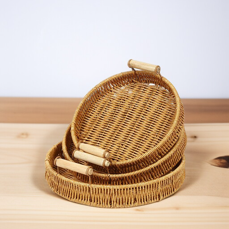 손으로 짠 모조 라탄 과일 접시