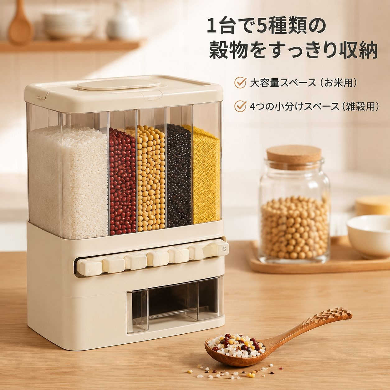 仕切り付き雑穀収納ボックス