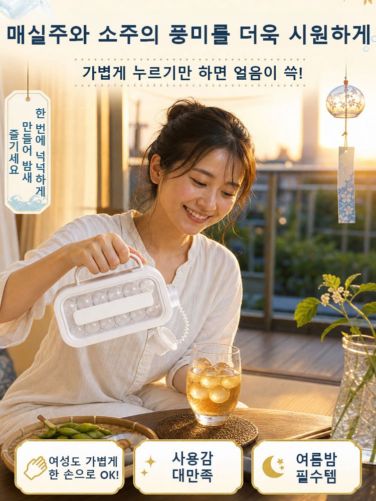 【언제 어디서나 시원한 얼음】휴대용 2in1 접이식 제빙 보틀
