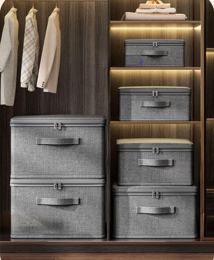 Layered storage box for closet organization