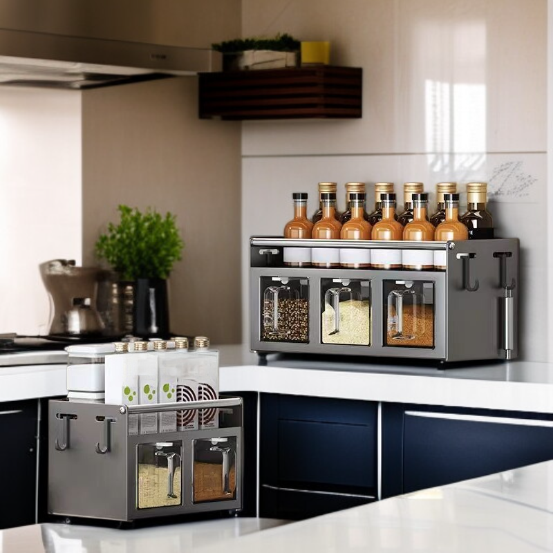 廚房壁掛式調味瓶罐收納套裝（鹽味胡椒專用）