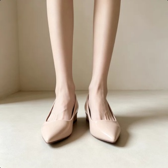 Neue Damen-Flats aus Lammleder, spitze Zehen, Nude-Farbe, eleganter französischer Stil