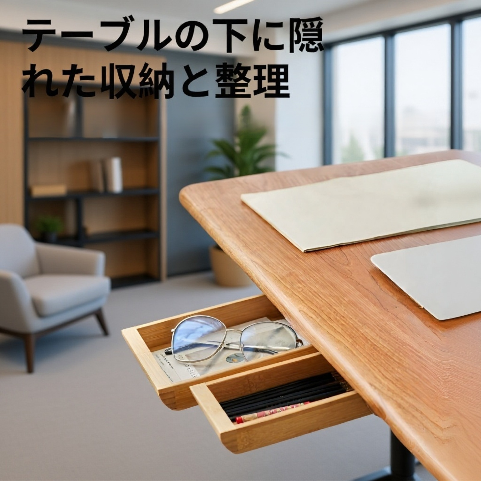 木製創意抽拉式収納ボックスの全体イメージ