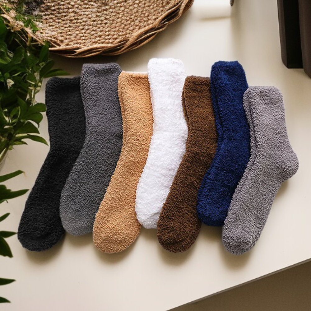 メンズ冬用ソックス ジャムジャリ 中型 無地 暖かい靴下