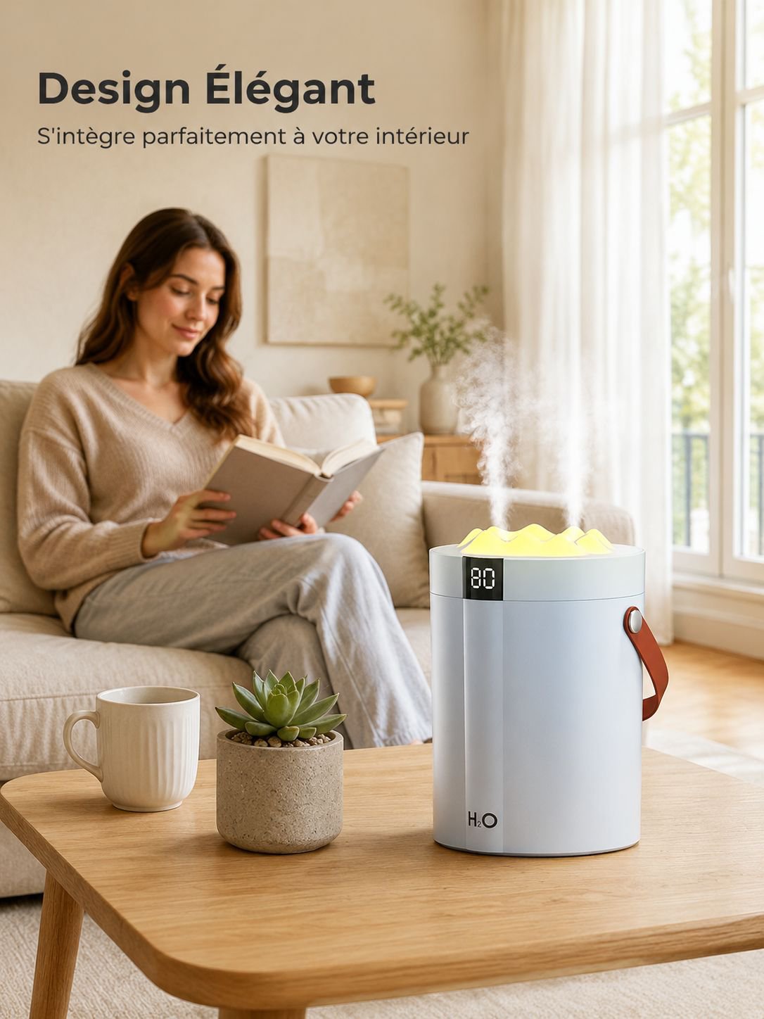 Humidificateur à double buse avec affichage numérique et grande capacité