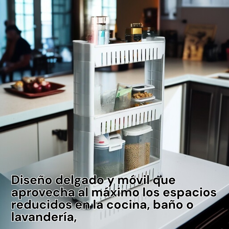 Carro organizador slim de 4 pisos para almacenamiento multiusos
