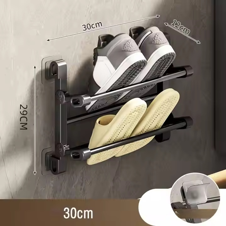 Compact design of the Foldable Wall-Mounted Shoe Rack for small spaces