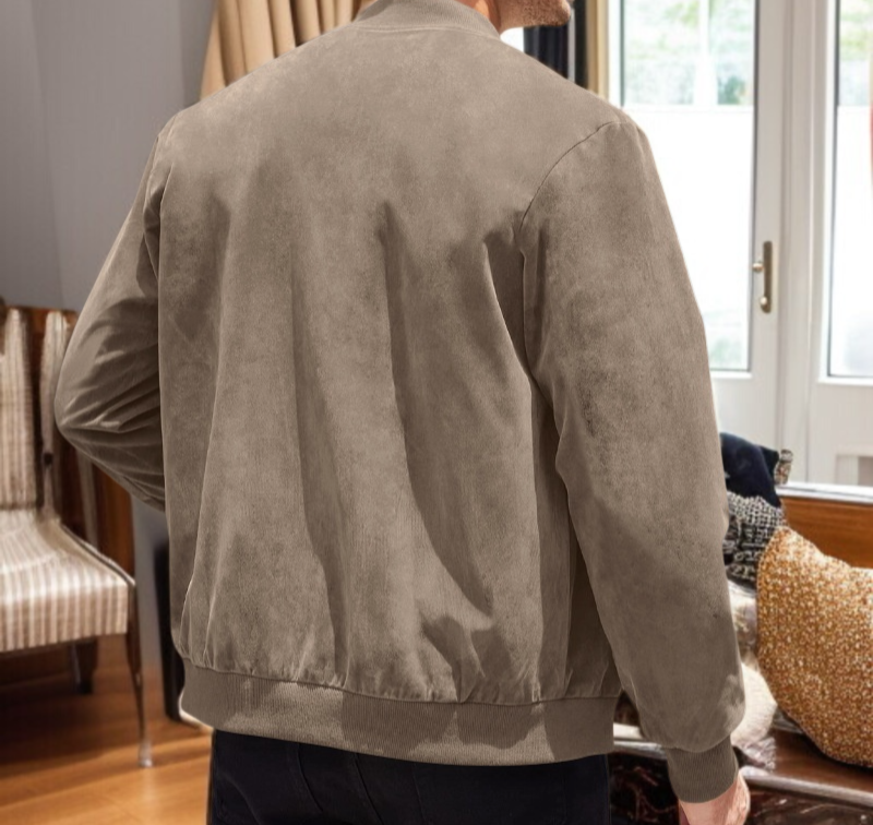 Men's suede jacket with stylish collar