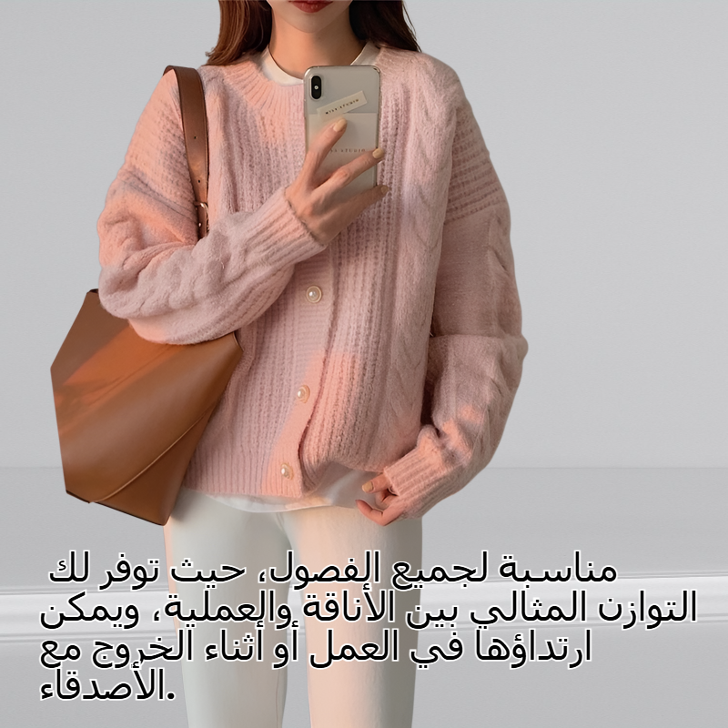 كارديجان نسائي بتصميم بلون واحد وياقة