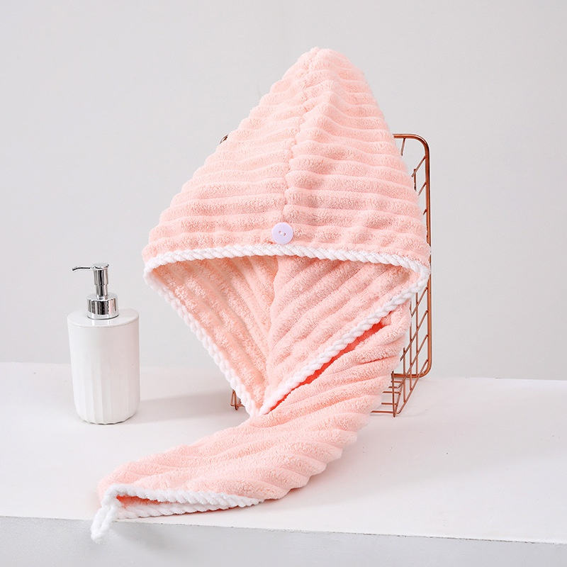 Ladies’ Thick Coral Fleece Absorbent Quick-Drying Hair Drying Cap