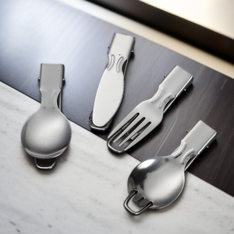 304 rozsdamentes acél összecsukható fűszerszett, hordozható evőeszköz utazáshoz