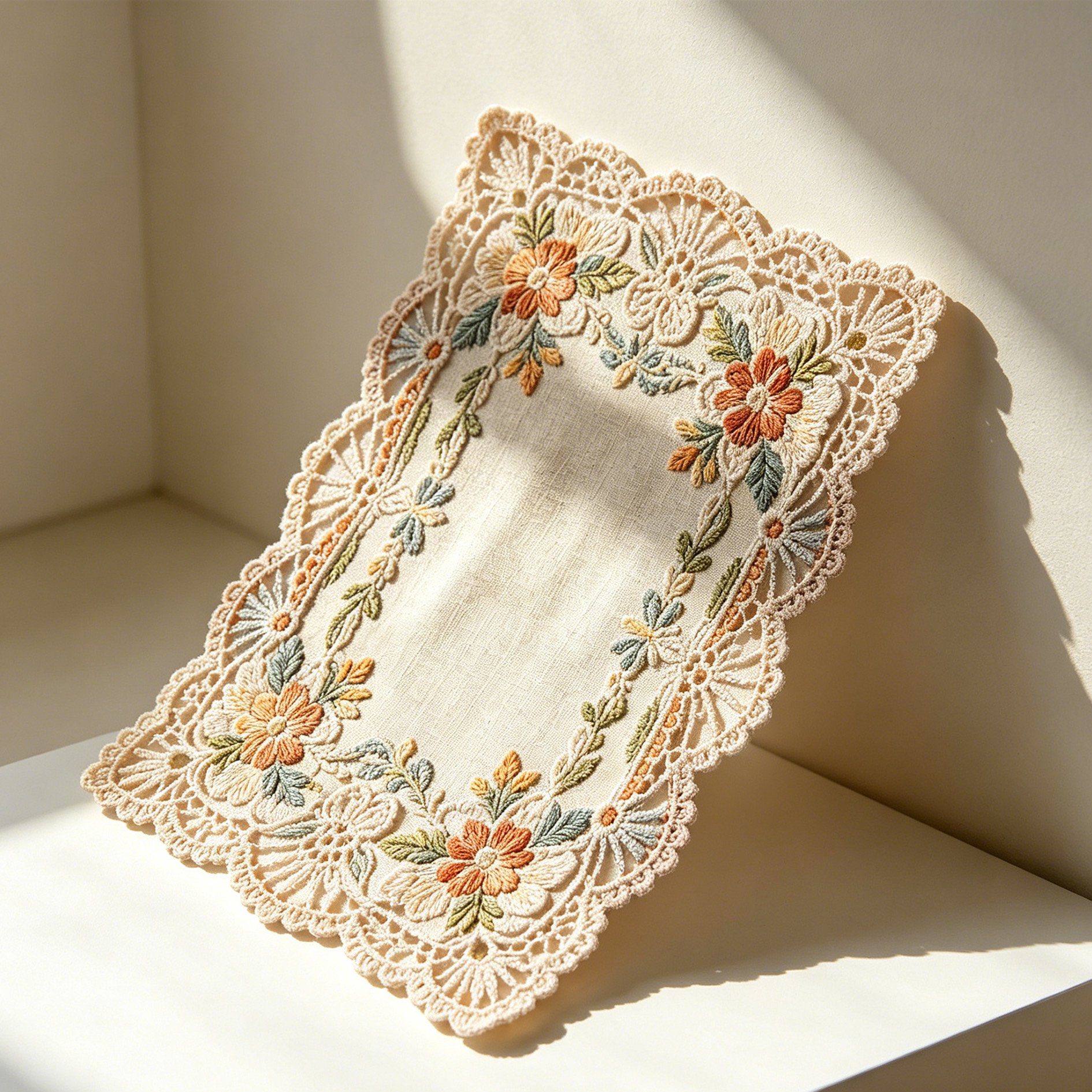 Tischsets mit Ji Mo-Spitze im Lu-Stickerei-Stil (4er-Set)