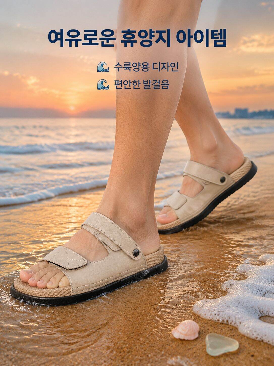 남성 트렌디 브랜드 비치샌들, 다기능 아웃도어 워터스포츠 슈즈