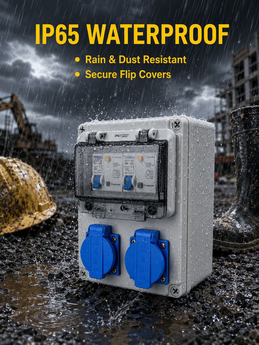 Outdoor waterproof portable industrial socket box, mobile plastic distribution box