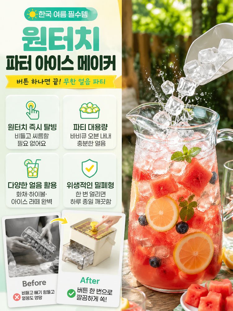 대용량 원터치 누름 얼음틀