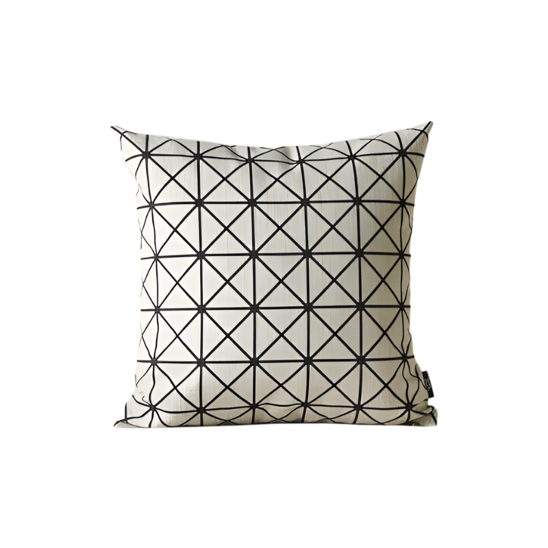 Geometric black and white cushion