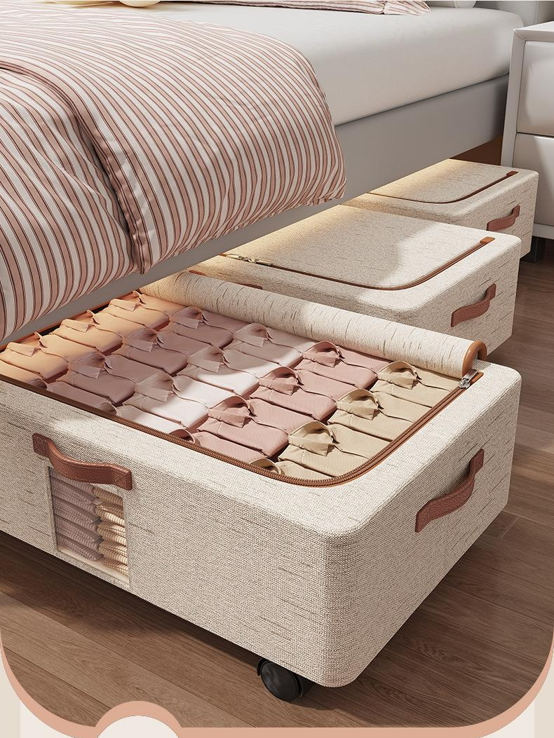Caja de almacenaje con ruedas debajo de la cama