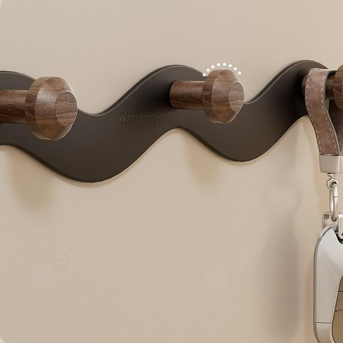 월넛 도어 후크 무타공 욕실 현관 문 옷걸이 강력 접착식 수납 고리