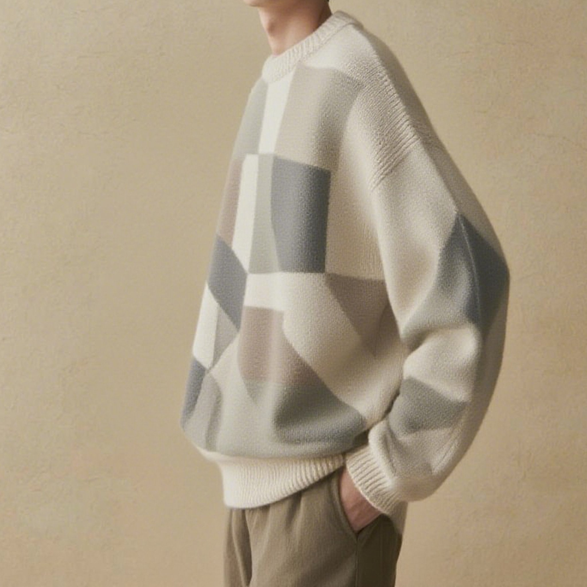 레트로 배색 니트