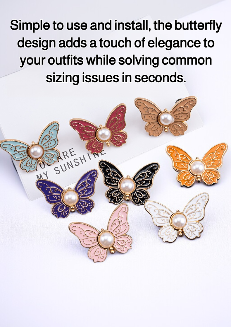 Butterfly waist adjustment buckle for jeans