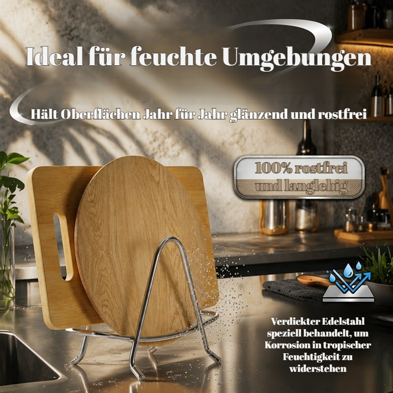 Multifunktionaler Schneidebrett- und Deckelhalter aus Edelstahl für die Küche