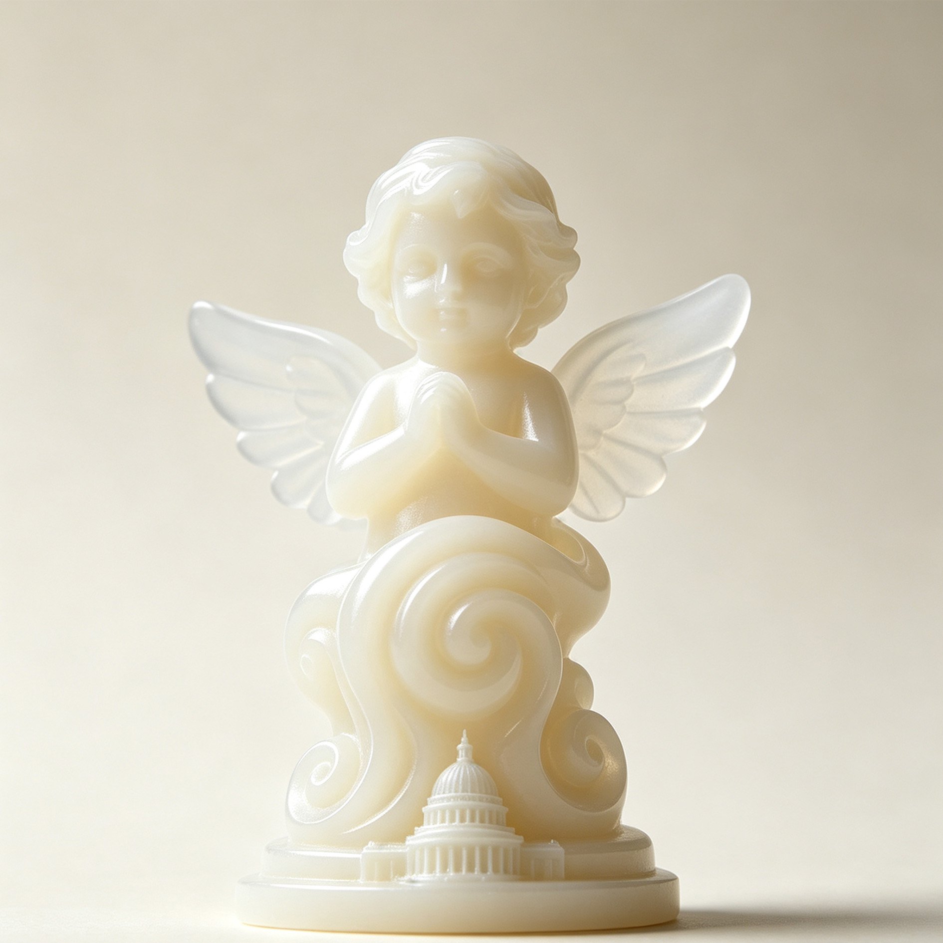 Elegant Cloud Winged Angel Ornament on table