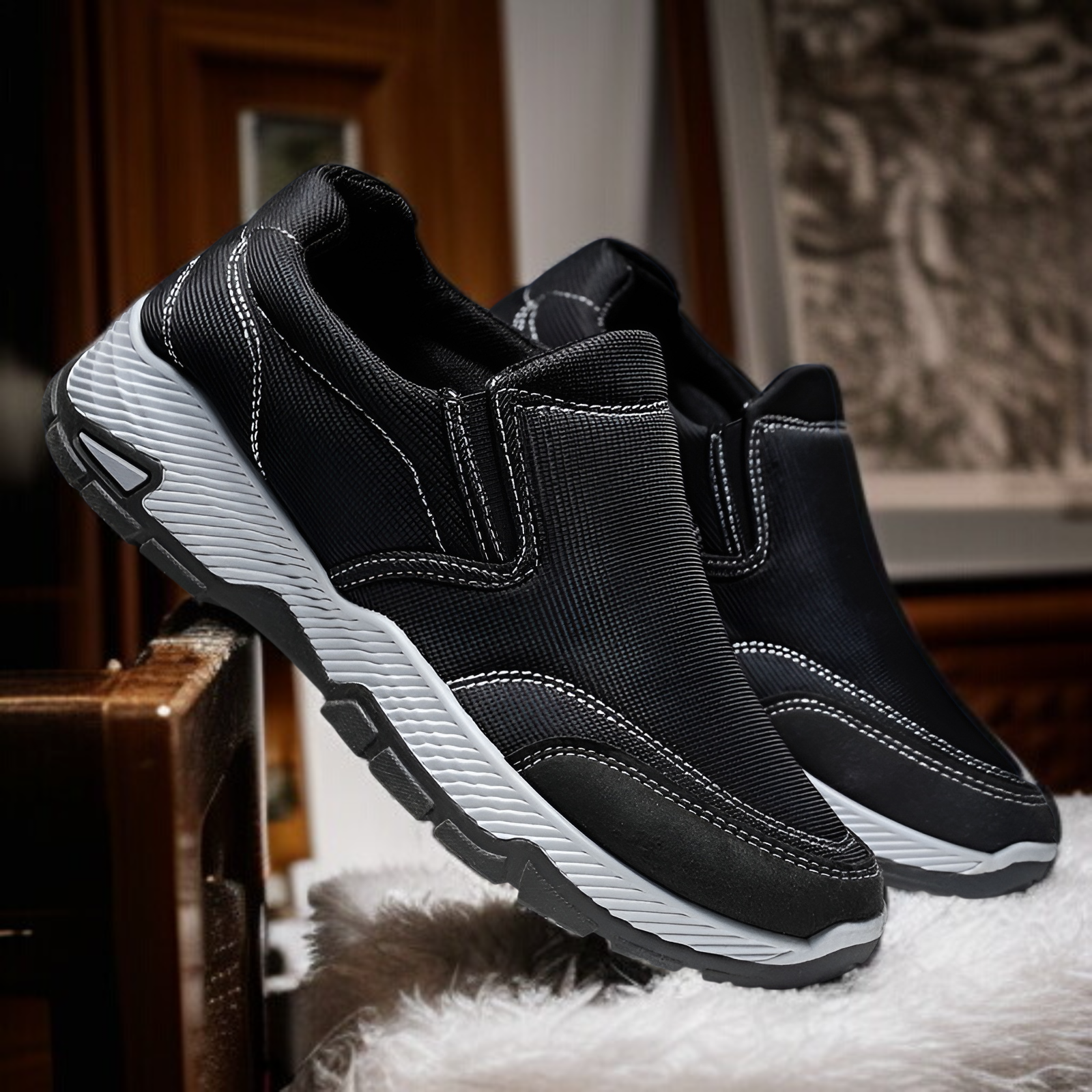 カジュアルシューズメンズ2025春新作カジュアルシューズ中高年アウトドアシューズお父さんシューズラウンドトゥ通気性スポーツシューズワンステップメンズシューズ