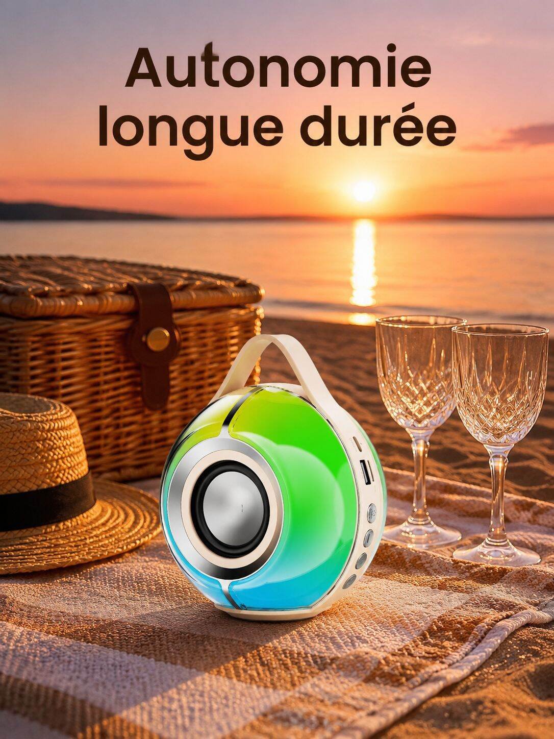 Enceinte Bluetooth portable d'extérieur avec éclairage RGB