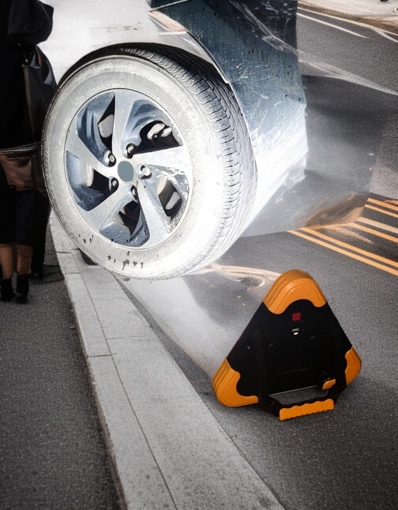 Highly visible car safety warning sign