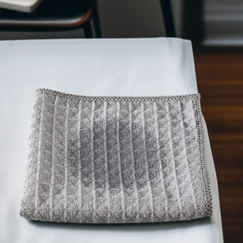 マイクロファイバーキッチンクリーニングクロス、大きくて厚いワッフルクロス、ディッシュクロス、高吸収性、12インチ x 12インチ 4枚パック