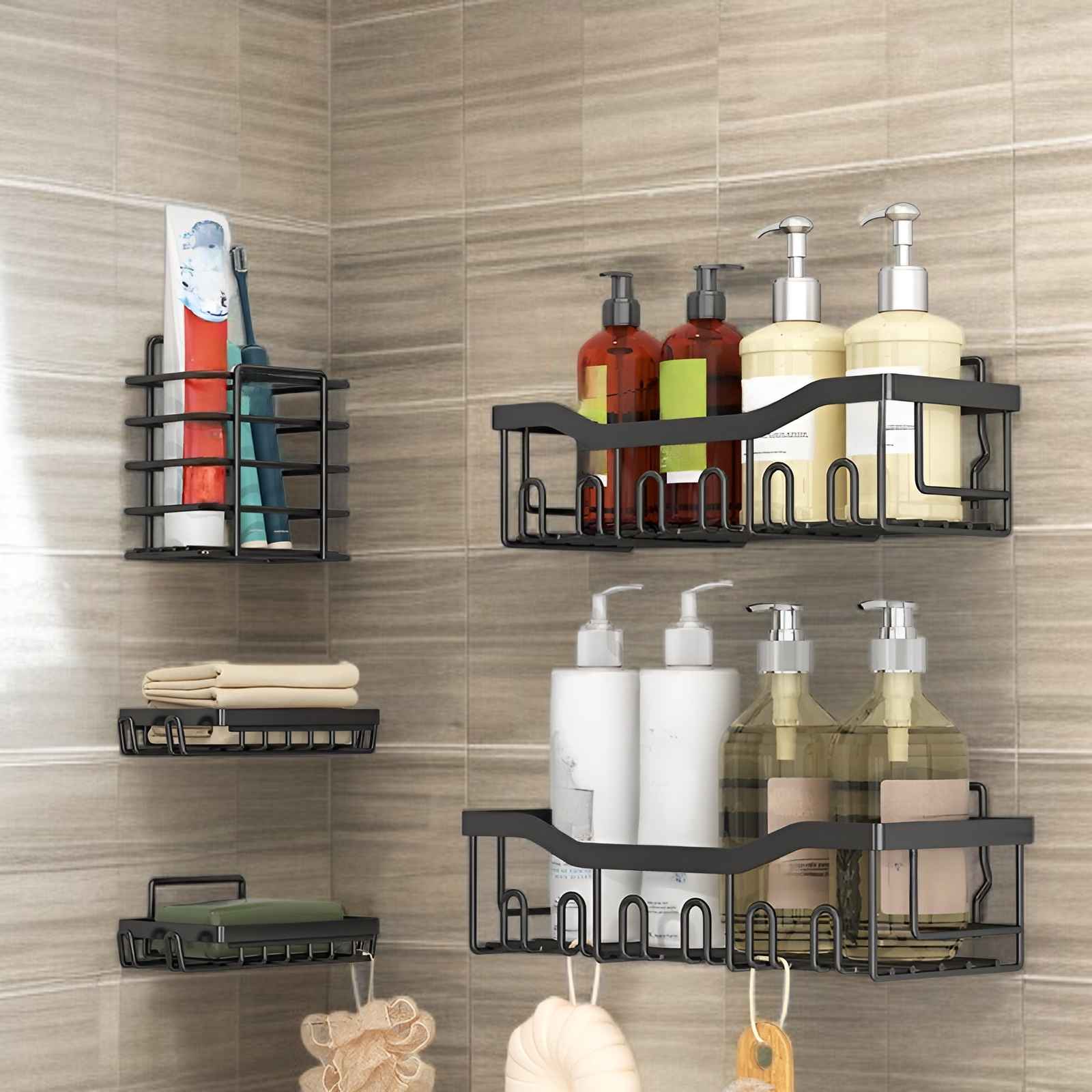 Bathroom non perforated wall mounted storage rack