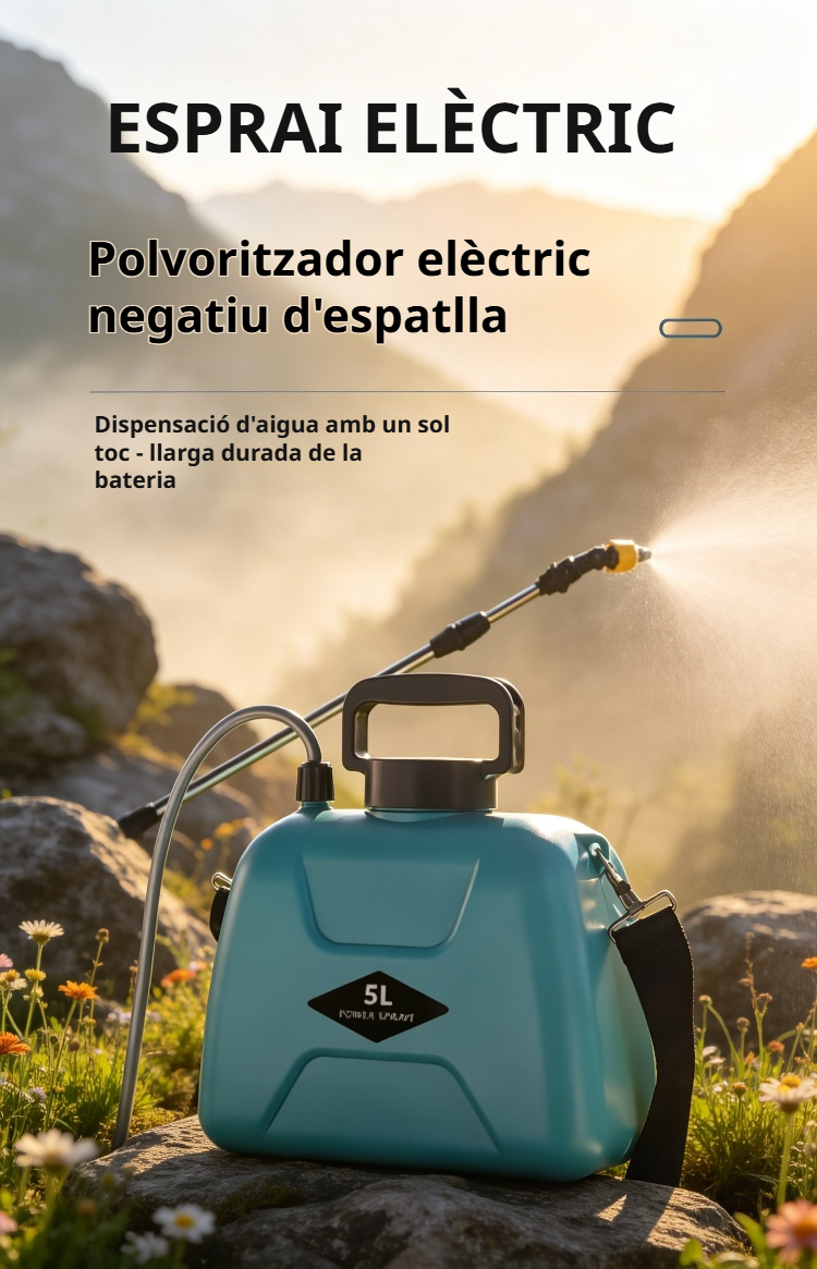 Polvoritzador elèctric de gran capacitat en ús al jardí