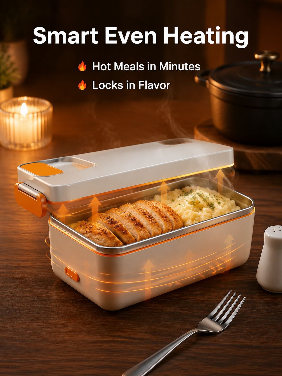 Rechargeable Large Capacity Electric Lunch Box with 304 Stainless Steel Liner