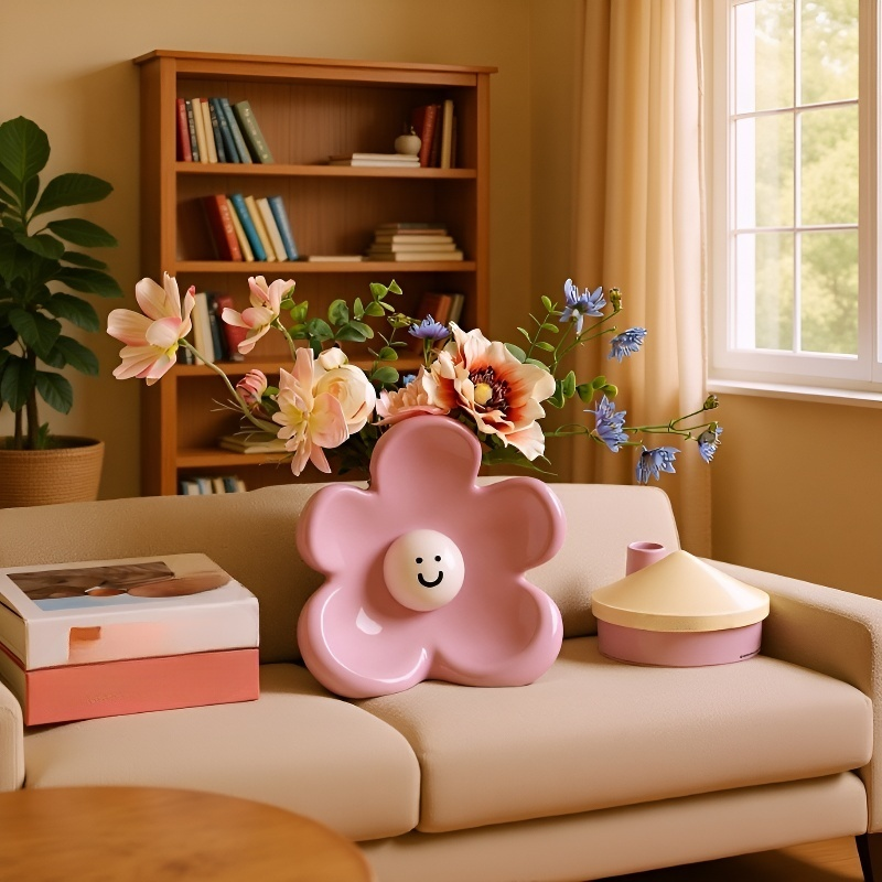 Keramik Blumenvasen mit süßem Design, Dekorative Ornamente für das Wohnzimmer