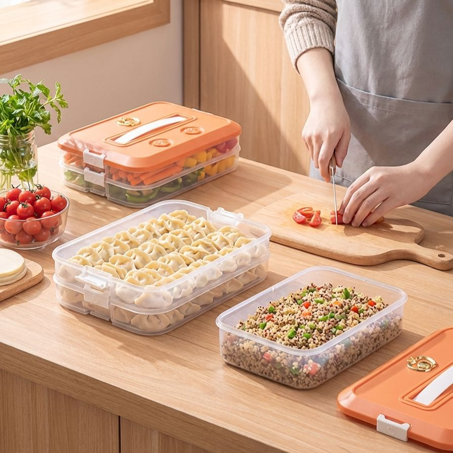 餃子の鮮度を保つ密閉設計容器