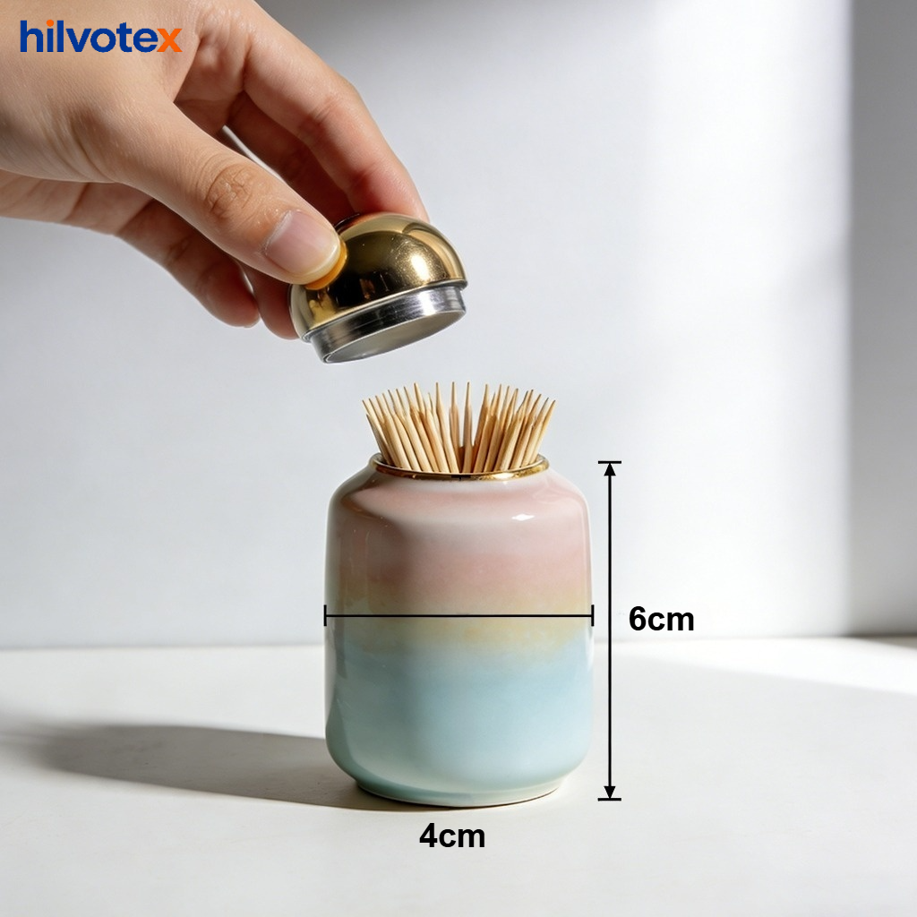 Stylish ceramic toothpick dispensers, pack of three