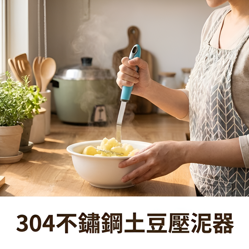 彩色手柄不鏽鋼馬鈴薯泥攪拌器廚房多用途手動工具