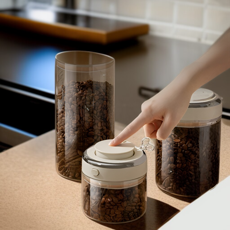 Kaffeebohnen-Aufbewahrungsbehälter mit Einwegventil, Vakuum-Glasbehälter