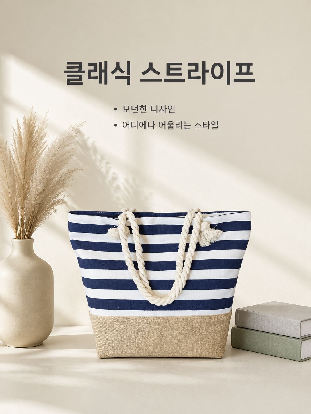 스타일리쉬 스트라이프 캔버스백 2025 토트 대용량 토트백 캐쥬얼 숄더 하이페이스 지퍼