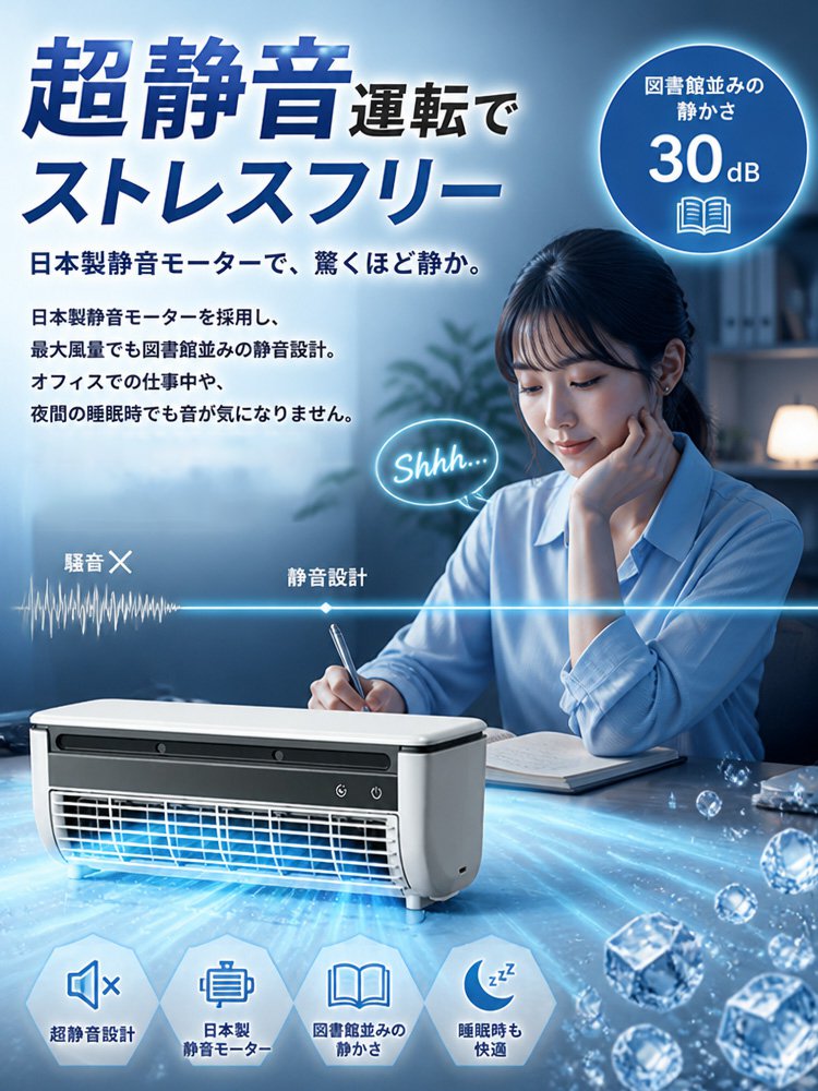 多機能クリップファン【絶対満足宣言】14日間試して、冷えなければ即全額返金！コンパクト卓上冷風扇