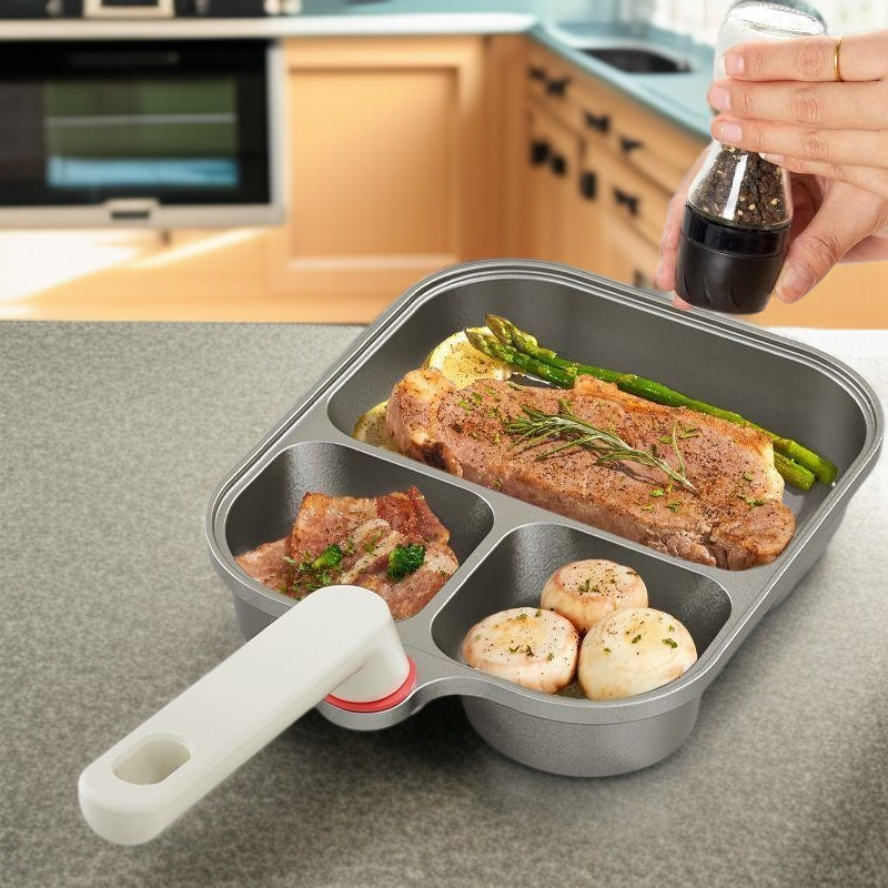 Titanium three-in-one frying pan breakfast pan non-stick pan fried egg hamburger non-stick thickened