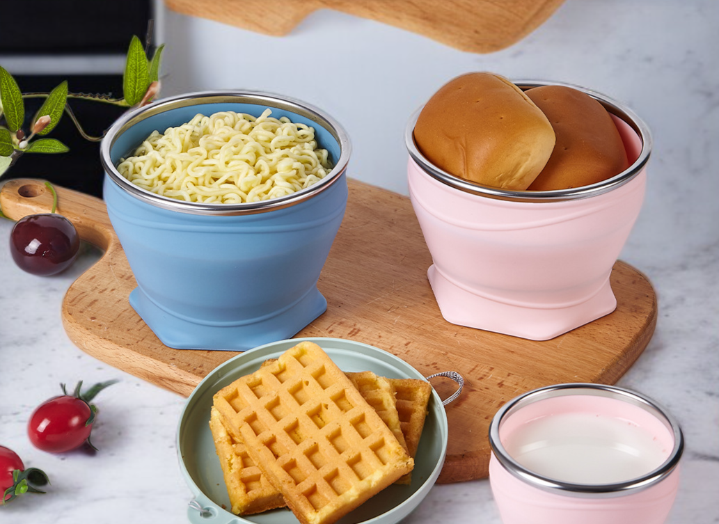 Eco-friendly portable bowl on picnic table