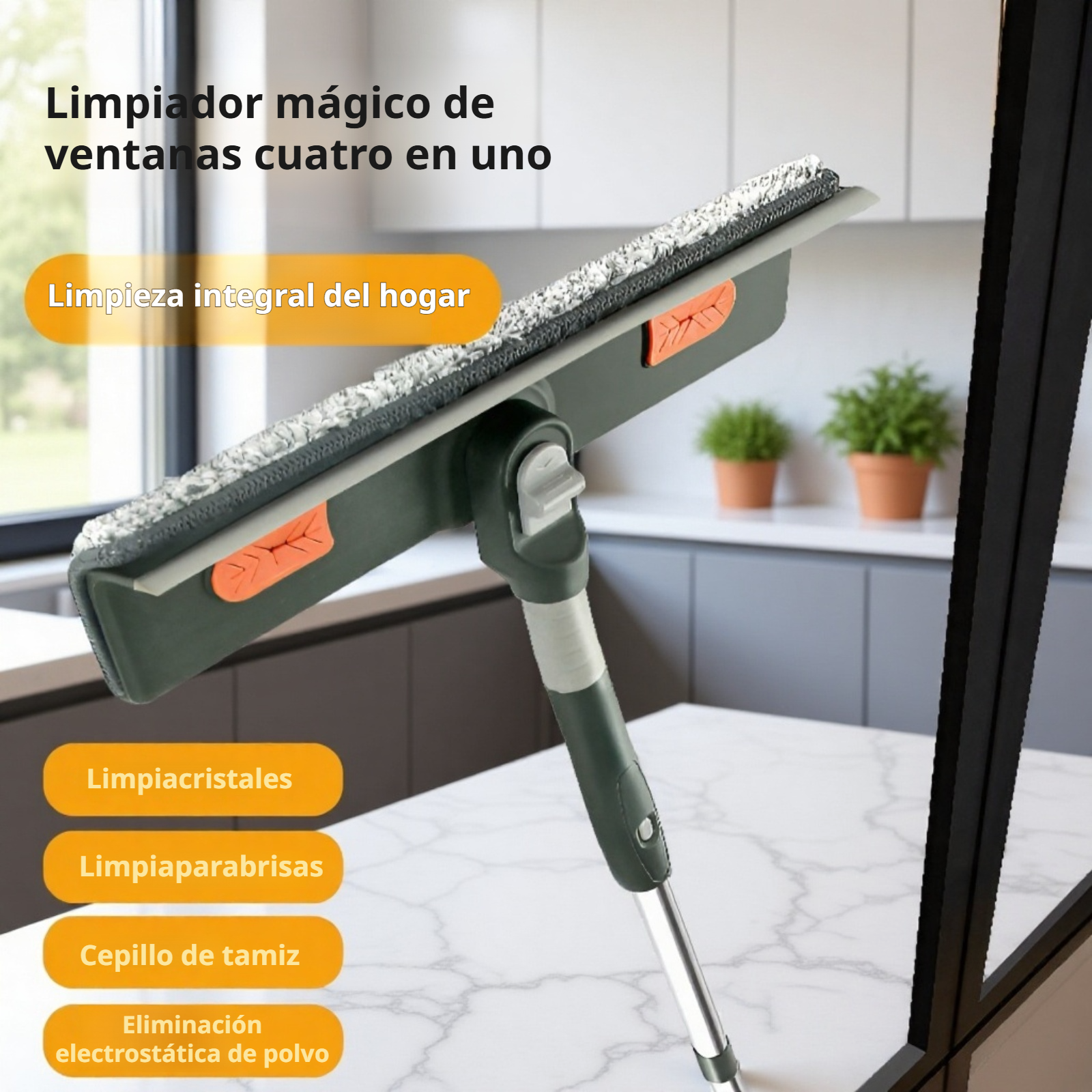 Limpiador de vidrios doméstico, varilla de empalme extendida, limpiador de ventanas, raspador de vid