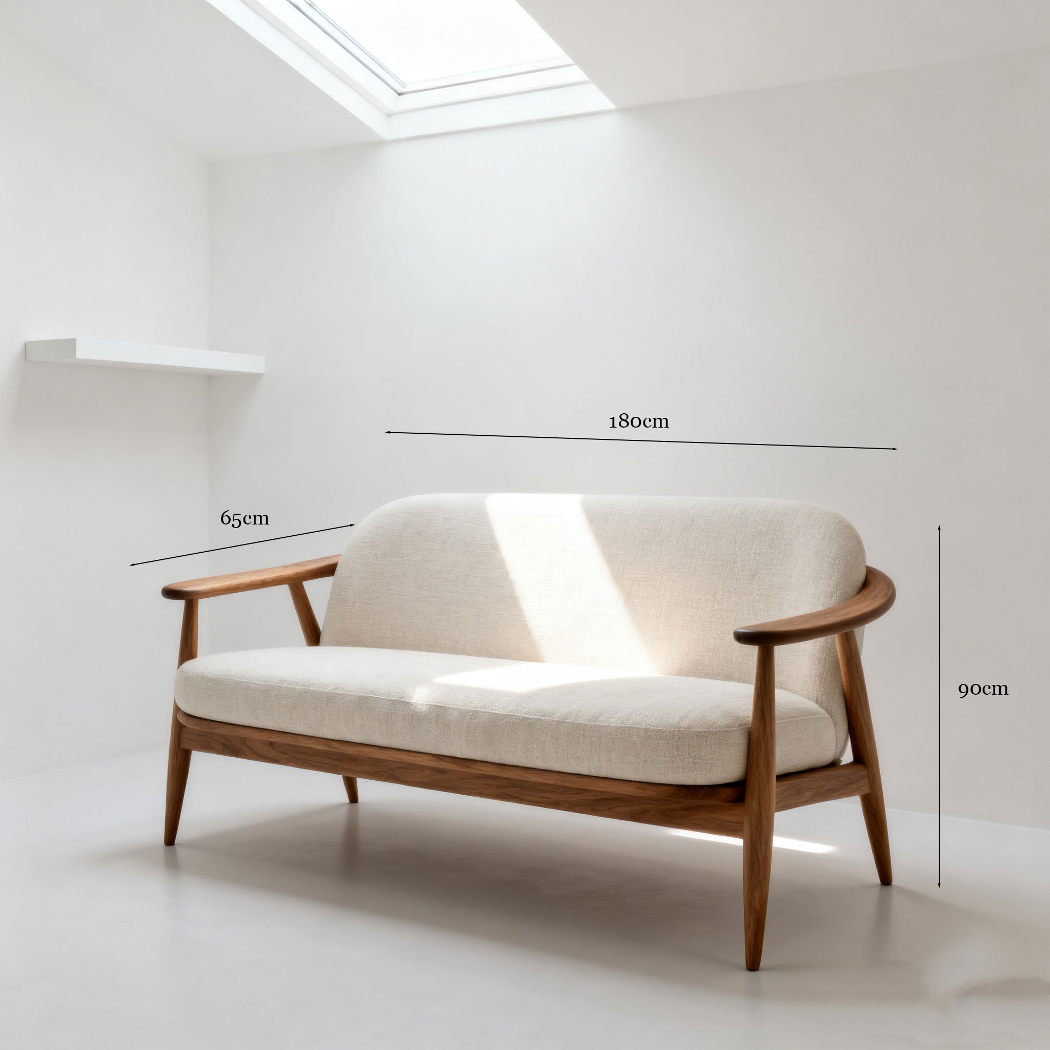 Vista lateral del sofá para dos personas moderno